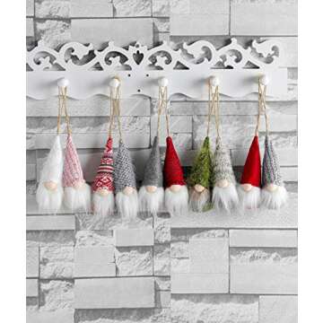 Christmas Tree Hanging Gnomes Ornaments Set of 10, Swedish Handmade Plush Gnomes Santa Elf Hanging Home Decorations Holiday Decor