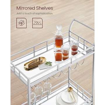 VASAGLE Bar Cart Silver - Elegant Serving on Wheels in Style