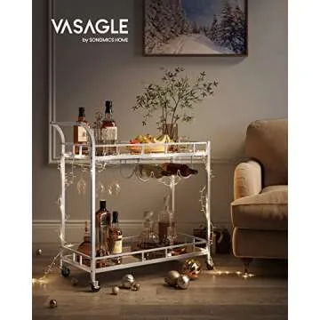 VASAGLE Bar Cart Silver - Elegant Serving on Wheels in Style