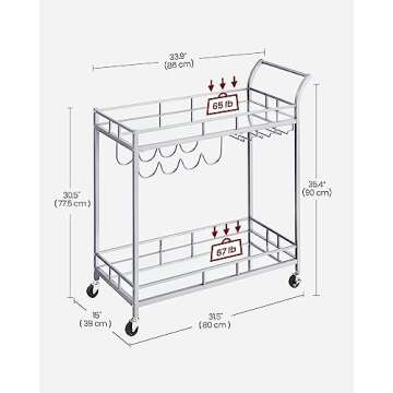 VASAGLE Bar Cart Silver - Elegant Serving on Wheels in Style