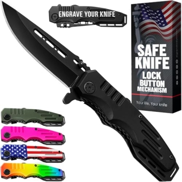 Grand Way Safety Lock Pocket Knife - Essential Tactical Folding Tool for EDC, Camping, Survival
