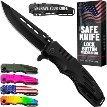 Grand Way Safety Lock Pocket Knife - Essential Tactical Folding Tool for EDC, Camping, Survival