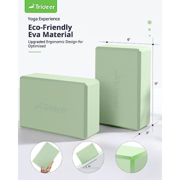 Trideer Yoga Block, Soft Non-Slip Surface Premium Foam Blocks, Supportive, Lightweight, Odor Resistant, Yoga Accessories for Pilates Meditation General Fitness Stretching Toning (Mint Green-1 Pack)