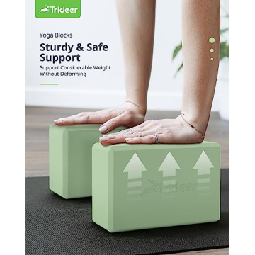 Trideer Yoga Block, Soft Non-Slip Surface Premium Foam Blocks, Supportive, Lightweight, Odor Resistant, Yoga Accessories for Pilates Meditation General Fitness Stretching Toning (Mint Green-1 Pack)