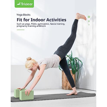 Trideer Yoga Block, Soft Non-Slip Surface Premium Foam Blocks, Supportive, Lightweight, Odor Resistant, Yoga Accessories for Pilates Meditation General Fitness Stretching Toning (Mint Green-1 Pack)