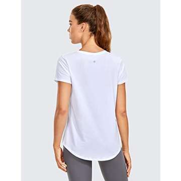 CRZ YOGA Pima Cotton Women's Short Sleeve Shirt - Lightweight Yoga Essential