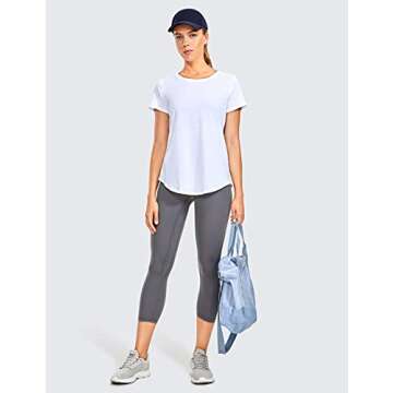 CRZ YOGA Women's Cotton Short Sleeve Casual Shirt