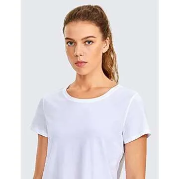 CRZ YOGA Women's Cotton Short Sleeve Casual Shirt