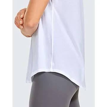 CRZ YOGA Women's Cotton Short Sleeve Casual Shirt