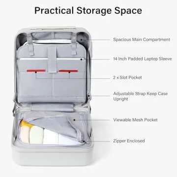 Hanke 16 Inch Underseat Carry On Luggage with Spinner Wheels Hard Shell Suitcases Mini Small Carry On Bag for Airline Approved TSA Luggage Lightweight Travel Suit Case(Smoke White)