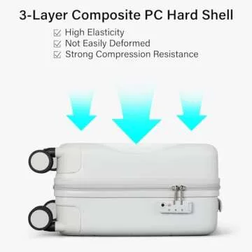 Hanke 16 Inch Underseat Carry On Luggage with Spinner Wheels Hard Shell Suitcases Mini Small Carry On Bag for Airline Approved TSA Luggage Lightweight Travel Suit Case(Smoke White)