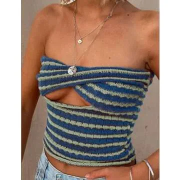 MISSACTIVER Women’s Stylish Striped Knit Bandeau Top