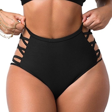 COLO Women Sexy High-Waisted Bikini Bottom with Lace Sides