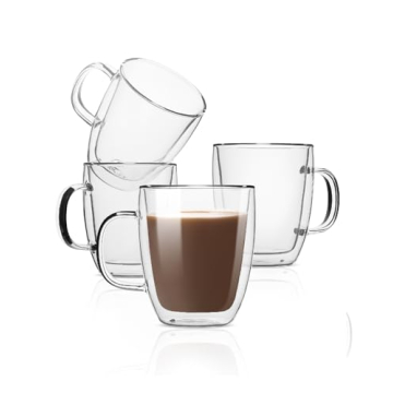 BTaT Double Wall Glass Cups Set - Elegant & Lightweight Mugs for Every Beverage