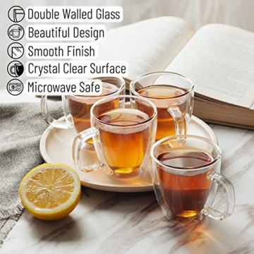 BTaT Double Wall Glass Cups Set - Stylish & Functional Mugs