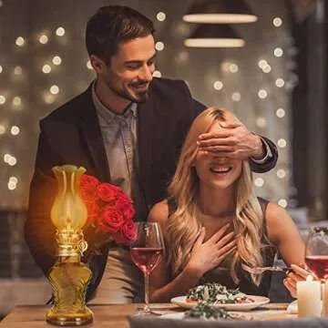 2 Pieces Glass Oil Lamp, Vintage Glass Clear Kerosene Lamp Indoor Decorative Hurricane Lamp Oil Lantern for Tabletop Decor and Emergency Lighting (Brown)