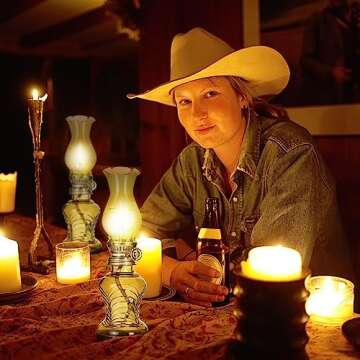 2 Pieces Glass Oil Lamp, Vintage Glass Clear Kerosene Lamp Indoor Decorative Hurricane Lamp Oil Lantern for Tabletop Decor and Emergency Lighting (Brown)