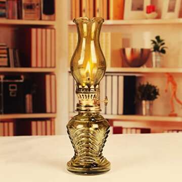 2 Pieces Glass Oil Lamp, Vintage Glass Clear Kerosene Lamp Indoor Decorative Hurricane Lamp Oil Lantern for Tabletop Decor and Emergency Lighting (Brown)