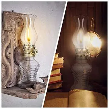 2 Pieces Glass Oil Lamp, Vintage Glass Clear Kerosene Lamp Indoor Decorative Hurricane Lamp Oil Lantern for Tabletop Decor and Emergency Lighting (Brown)