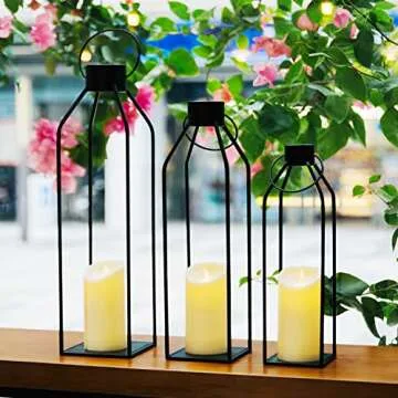 HPC Decor Lantern Set with Timer Candles for Indoor Outdoor Decor