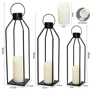 HPC Decor Lantern Set with Timer Candles for Indoor Outdoor Decor