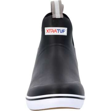 Xtratuf Men's Fishing Rain Watertight Anglers Rubber Chevron Pull Tabs Ankle Deck Boots, Black, 9