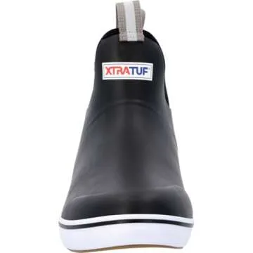 Xtratuf Men's Fishing Rain Watertight Anglers Rubber Chevron Pull Tabs Ankle Deck Boots, Black, 9