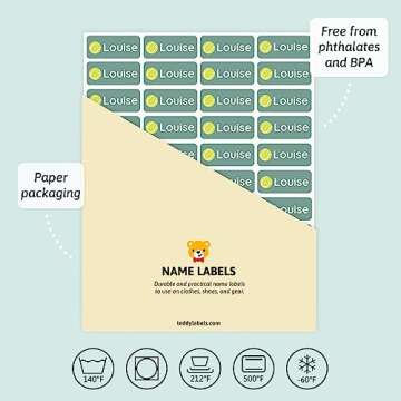 TeddyLabels - Personalized Name Labels for Kids (120) – Waterproof and Durable Clothing Labels for Kids, Labels for School Supplies, Stickers for Nursery, Daycare, and Preschool -Sports