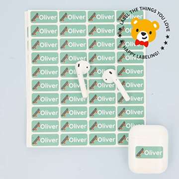 TeddyLabels - Personalized Name Labels for Kids (120) – Waterproof and Durable Clothing Labels for Kids, Labels for School Supplies, Stickers for Nursery, Daycare, and Preschool -Sports