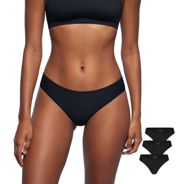 SOULVOR Magneticfit Cheeky Underwear for Women - 3 Pack of Stretchy High Cut Briefs in Black