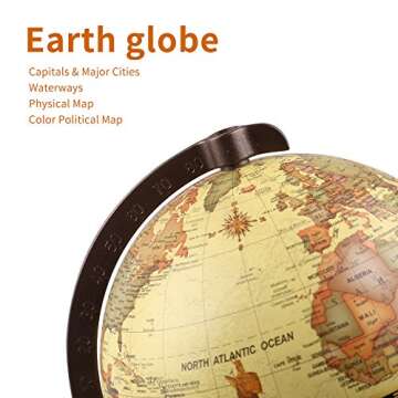 TTKTK Mini Vintage World Globe for Home and Learning