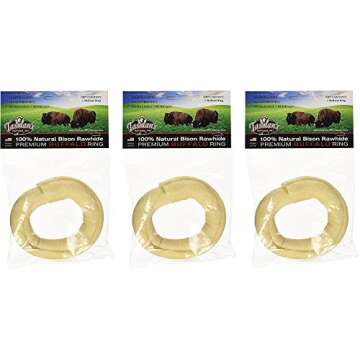Tasman's Natural Pet All-Natural Buffalo (Bison) Collagen-Based Chews - 3 Medium Rings. Traditional ...