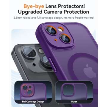 CANSHN Magnetic for iPhone 14 Case, Upgraded [Full Camera Protection] [Compatible with Magsafe] [Translucent Matte] Shockproof Protective Phone Case for iPhone 14 6.1" - Deep Purple