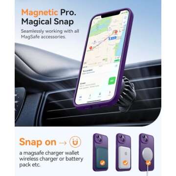 CANSHN Magnetic for iPhone 14 Case, Upgraded [Full Camera Protection] [Compatible with Magsafe] [Translucent Matte] Shockproof Protective Phone Case for iPhone 14 6.1" - Deep Purple