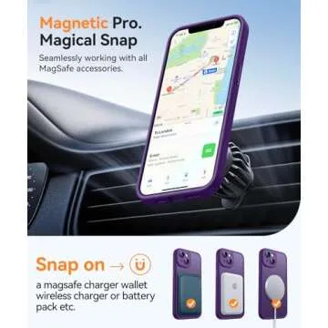 CANSHN Magnetic for iPhone 14 Case, Upgraded [Full Camera Protection] [Compatible with Magsafe] [Translucent Matte] Shockproof Protective Phone Case for iPhone 14 6.1" - Deep Purple
