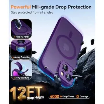 CANSHN Magnetic for iPhone 14 Case, Upgraded [Full Camera Protection] [Compatible with Magsafe] [Translucent Matte] Shockproof Protective Phone Case for iPhone 14 6.1" - Deep Purple