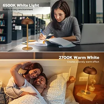 JONEMO Cordless Table Lamp - Rechargeable & Adjustable Light