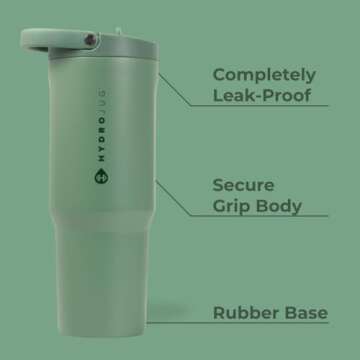 HydroJug Sport - Stainless Steel Tumbler with Straw, Vacuum Insulated, 32oz Leakproof Water Bottle, ...