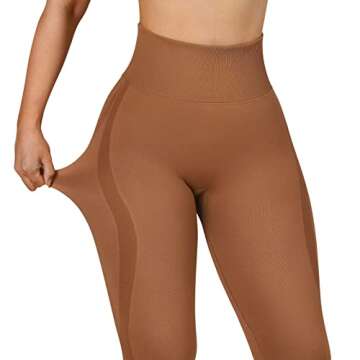 DOULAFASS Women Seamless Butt Lifting Leggings High Waist Workout Yoga Pants (59_Brown, Small)