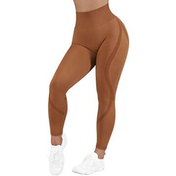 DOULAFASS Women Seamless Butt Lifting Leggings High Waist Workout Yoga Pants (59_Brown, Small)
