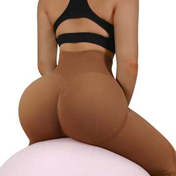 DOULAFASS Women Seamless Butt Lifting Leggings High Waist Workout Yoga Pants (59_Brown, Small)