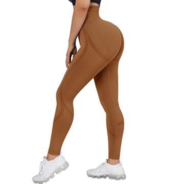 DOULAFASS Women Seamless Butt Lifting Leggings High Waist Workout Yoga Pants (59_Brown, Small)