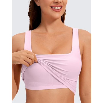 CRZ YOGA Butterluxe Women's Square Neck Crop Tank - Pink Peony