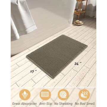 AMOAMI Upgraded Waffle Bath Mat, Super Absorbent Non Slip Bath Mats for Bathroom Floor, Machine Wash...