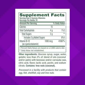 vitafusion Vitamin B12 Gummy Vitamins for Energy Metabolism Support, Natural Raspberry Flavored, America’s Number 1 Gummy Vitamin Brand, 70 Day Supply, 140 Count