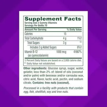 vitafusion Vitamin B12 Gummy Vitamins for Energy Metabolism Support, Natural Raspberry Flavored, America’s Number 1 Gummy Vitamin Brand, 70 Day Supply, 140 Count