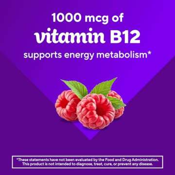 vitafusion Vitamin B12 Gummy Vitamins for Energy Metabolism Support, Natural Raspberry Flavored, America’s Number 1 Gummy Vitamin Brand, 70 Day Supply, 140 Count