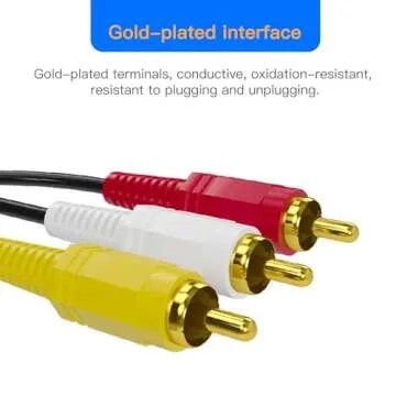 RCA Cable, AV Cable Gold Plated, Yellow/White/red connectors 3 Male to 3 Male-4.6 Feet/1PCS