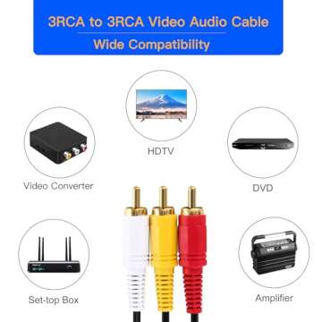 RCA Cable, AV Cable Gold Plated, Yellow/White/red connectors 3 Male to 3 Male-4.6 Feet/1PCS