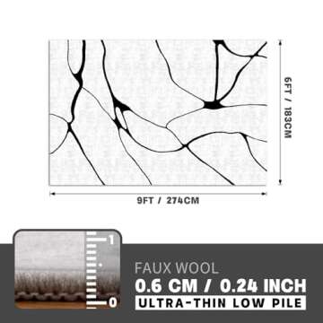 YIHOUSE Abstract 6'x9' Washable Area Rug - Soft Non-Slip Carpet for Home Decor